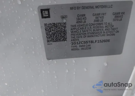 2020 Chevrolet Malibu Fwd 1Fl из США, поврежденный, VIN 1G1ZC5ST8LF152606